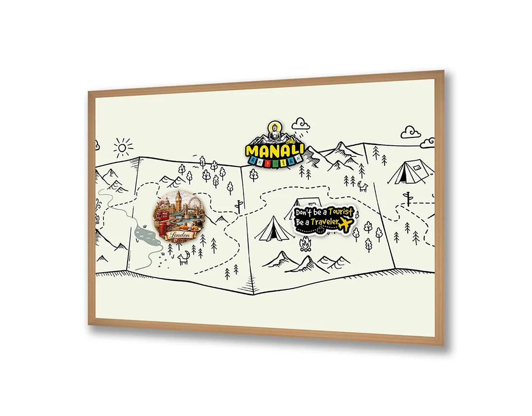 Metall Magnetboard mit hochwertigem Berge Doodle Illustration Design