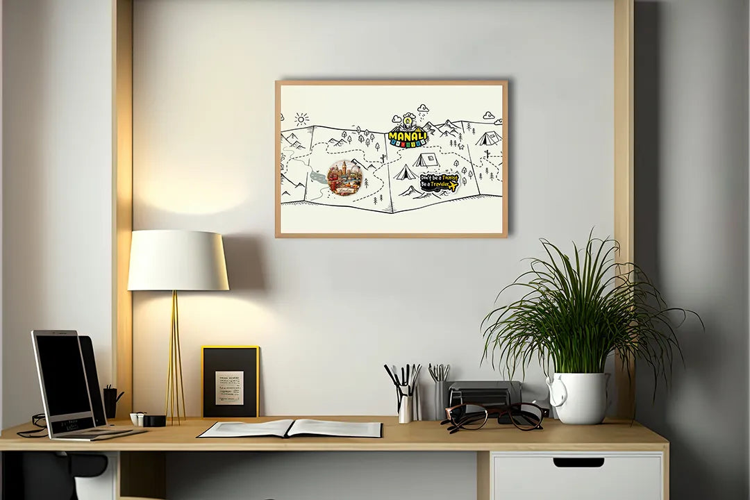 Metall Magnetboard mit hochwertigem Berge Doodle Illustration Design
