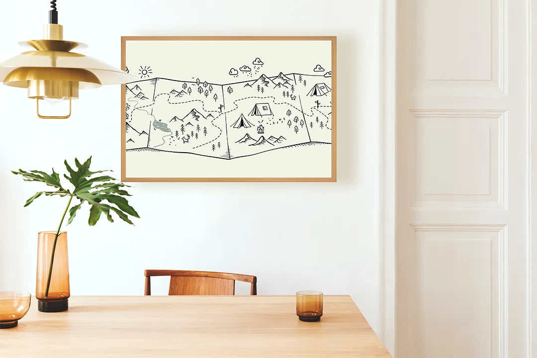 Metall Magnetboard mit hochwertigem Berge Doodle Illustration Design
