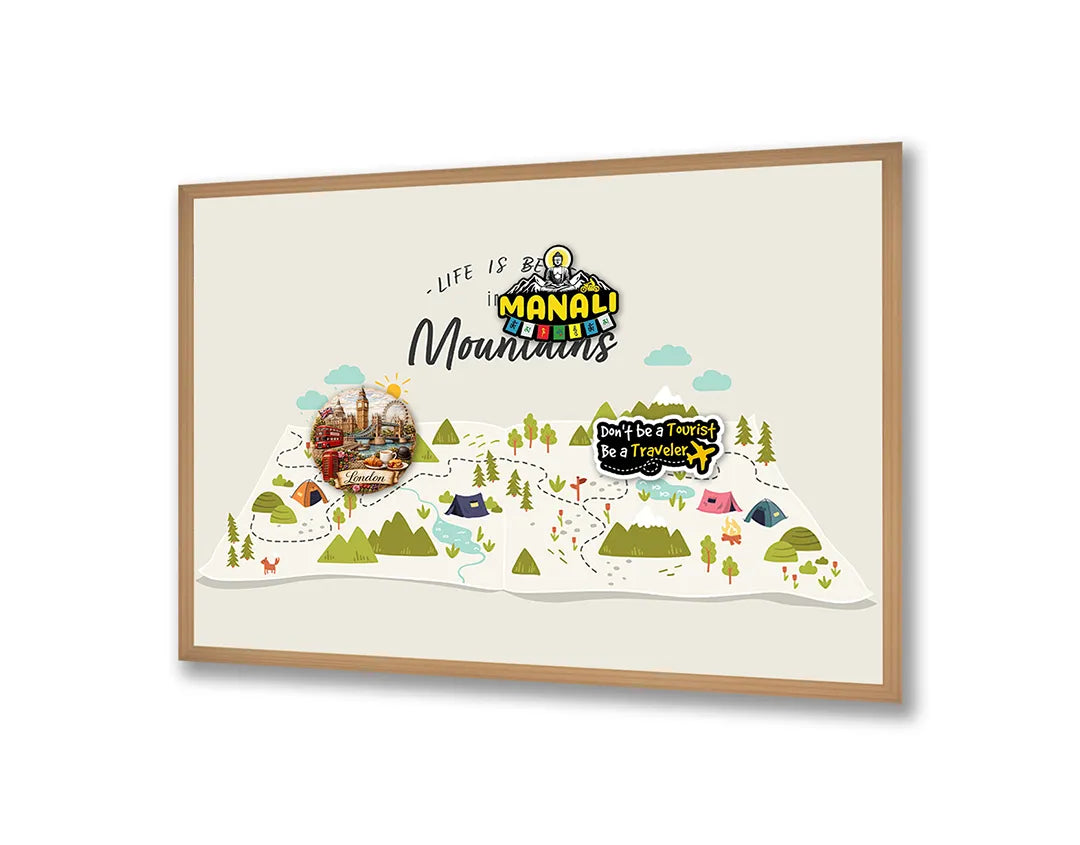 Metall Magnetboard mit hochwertigem Life is better in mountains Design
