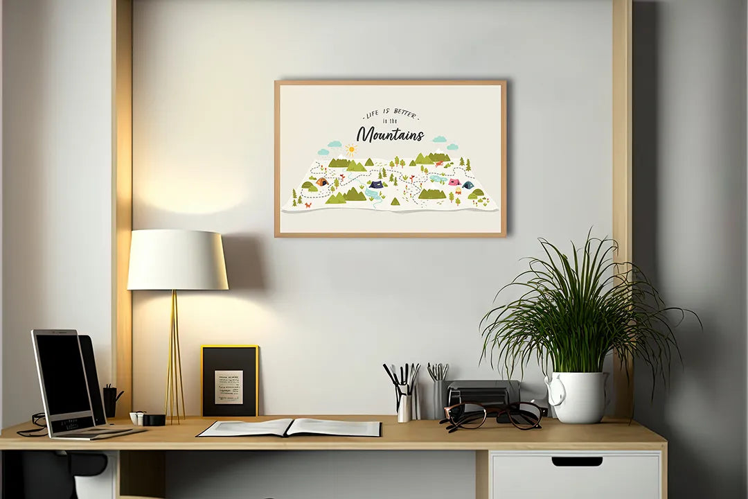 Metall Magnetboard mit hochwertigem Life is better in mountains Design