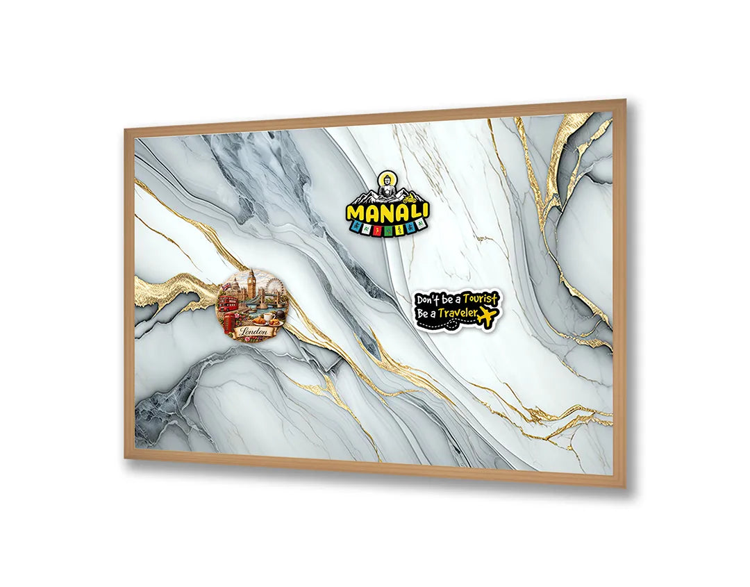 Metall Magnetboard mit hochwertigem Gold weiß Marmor Design
