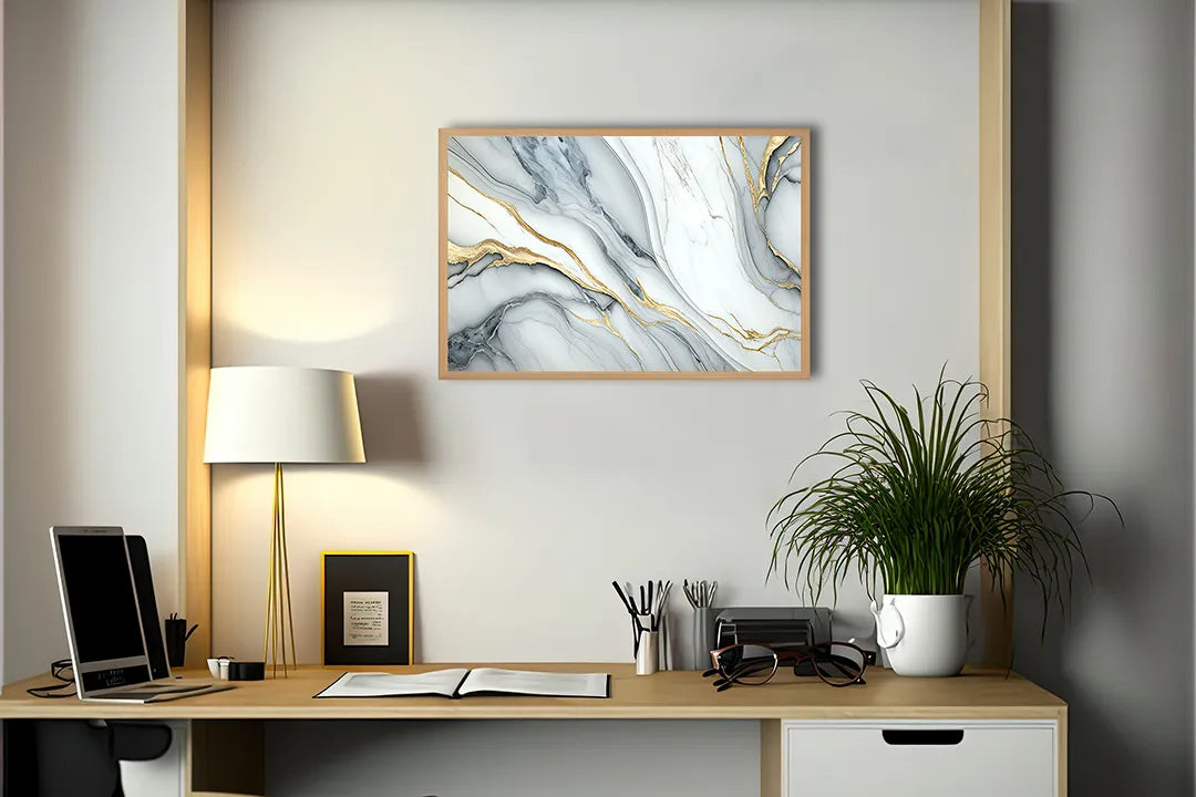 Metall Magnetboard mit hochwertigem Gold weiß Marmor Design
