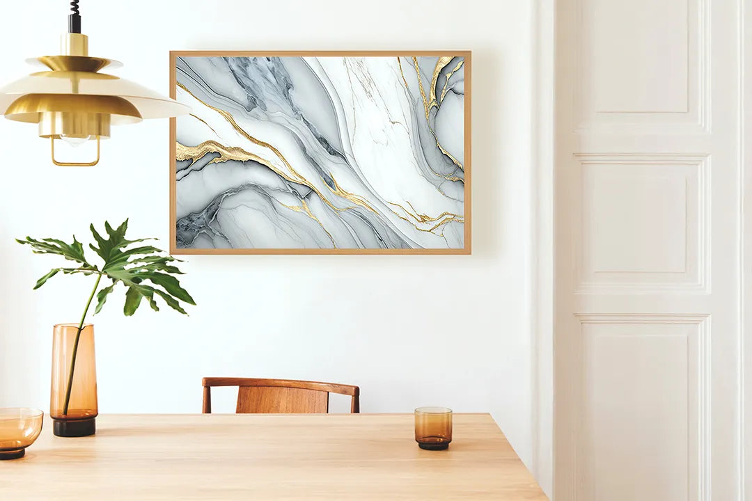Metall Magnetboard mit hochwertigem Gold weiß Marmor Design
