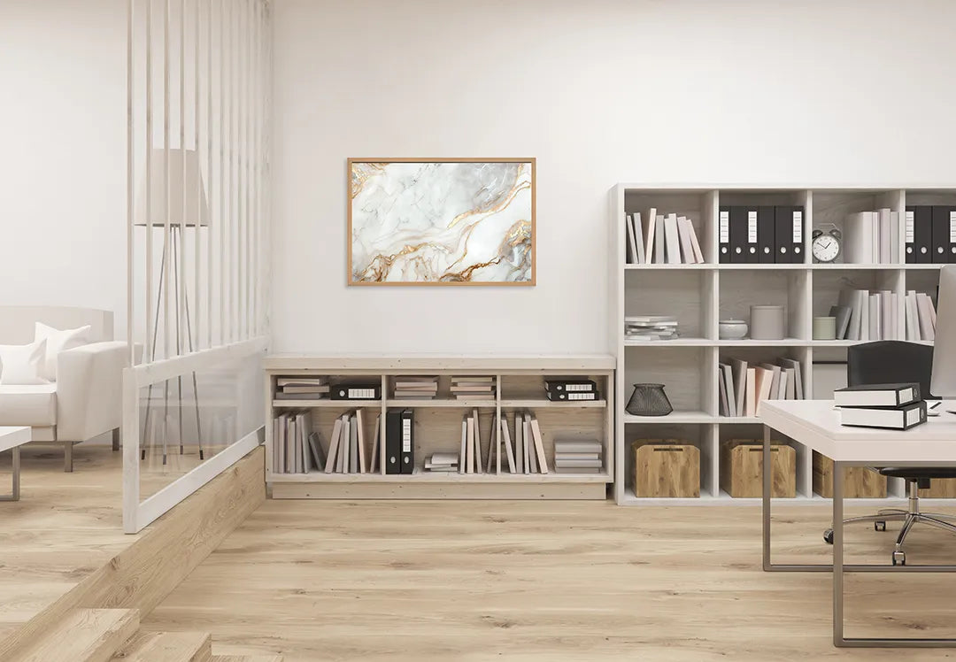 Metall Magnetboard mit hochwertigem Koper weiß Marmor Design