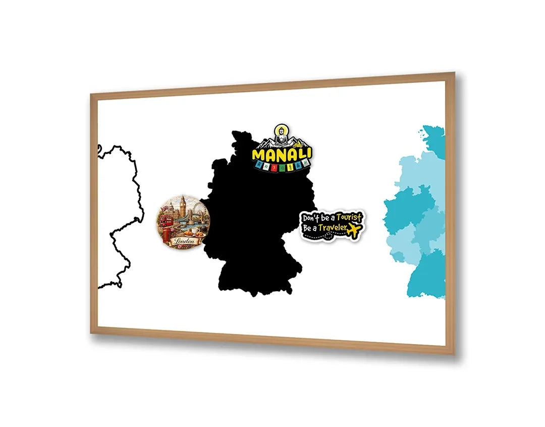 Metall Magnetboard mit hochwertigem Duitsland Karte schwarz weiß Design
