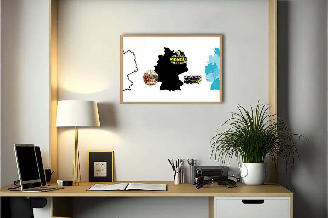 Metall Magnetboard mit hochwertigem Duitsland Karte schwarz weiß Design