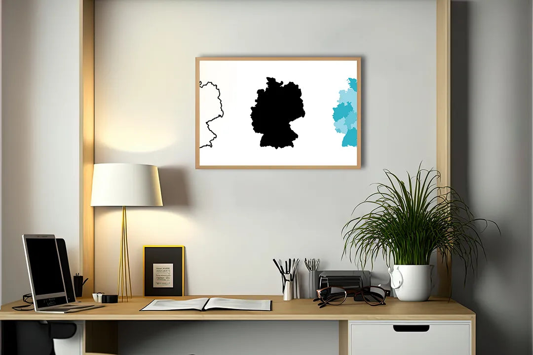 Metall Magnetboard mit hochwertigem Duitsland Karte schwarz weiß Design