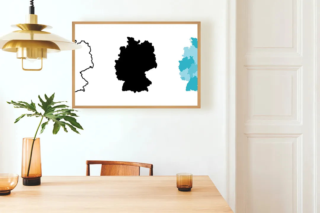 Metall Magnetboard mit hochwertigem Duitsland Karte schwarz weiß Design