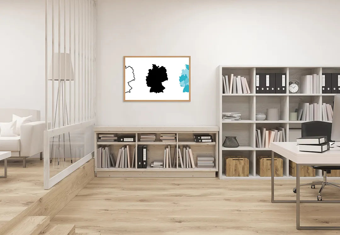 Metall Magnetboard mit hochwertigem Duitsland Karte schwarz weiß Design