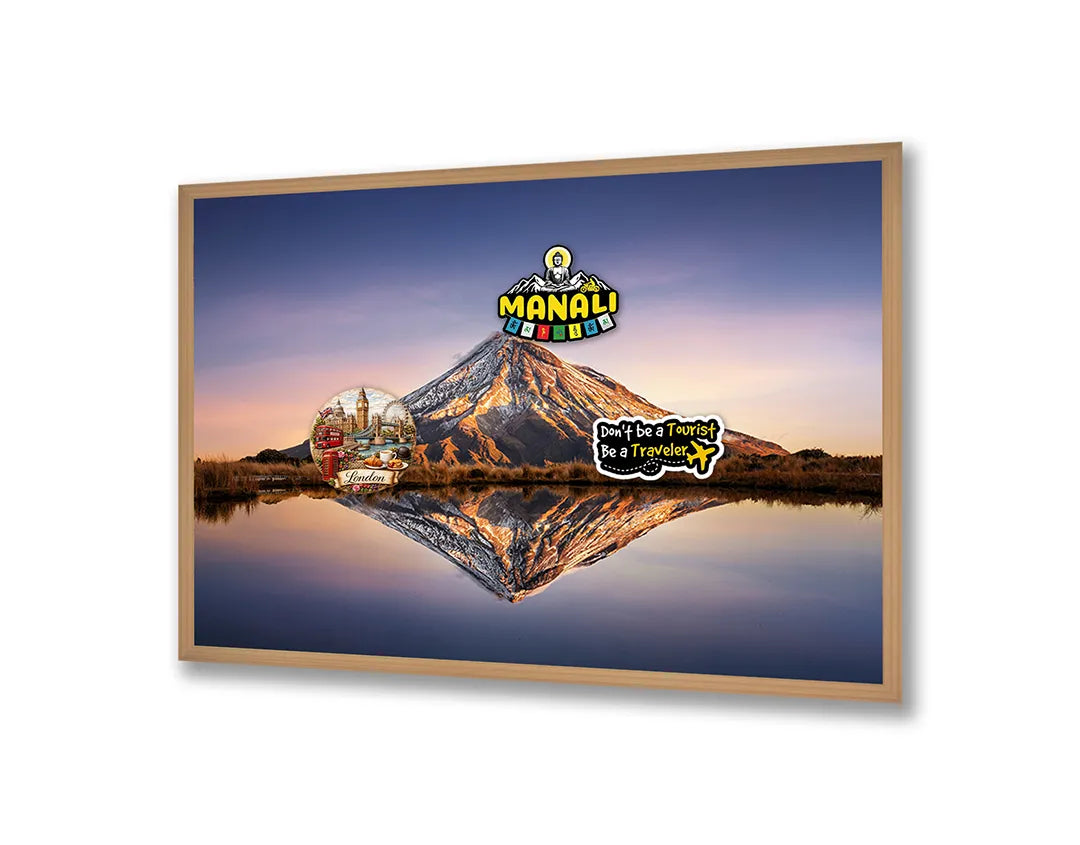 Metall Magnetboard mit hochwertigem Bergsee Spiegelung Design