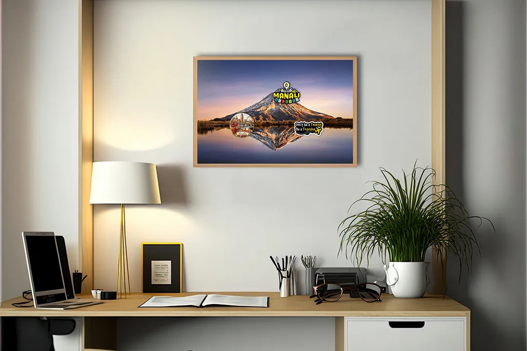 Metall Magnetboard mit hochwertigem Bergsee Spiegelung Design