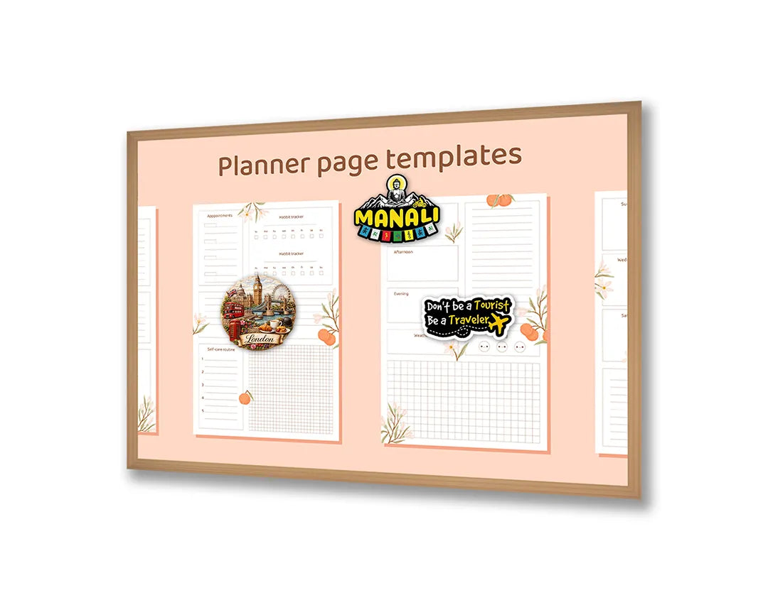 Metall Magnetboard mit hochwertigem Planer orange Blumen Design