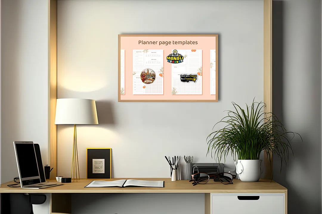 Metall Magnetboard mit hochwertigem Planer orange Blumen Design