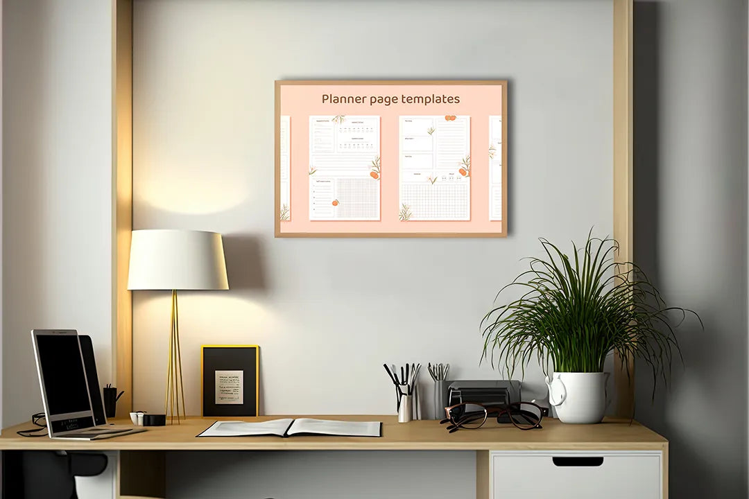 Metall Magnetboard mit hochwertigem Planer orange Blumen Design