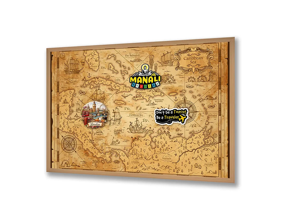 Metall Magnetboard mit hochwertigem Piratenkaart geel Design