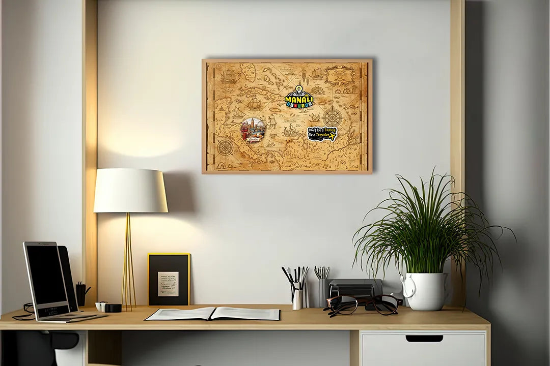 Metall Magnetboard mit hochwertigem Piratenkaart geel Design