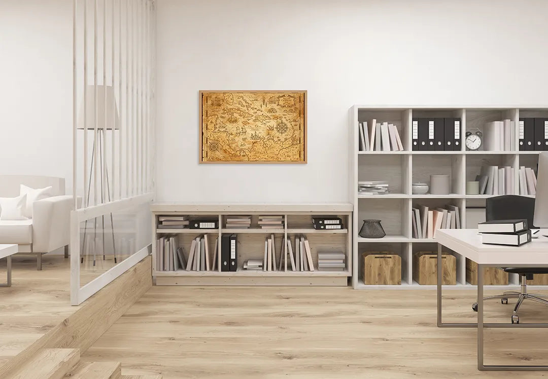 Metall Magnetboard mit hochwertigem Piratenkaart geel Design
