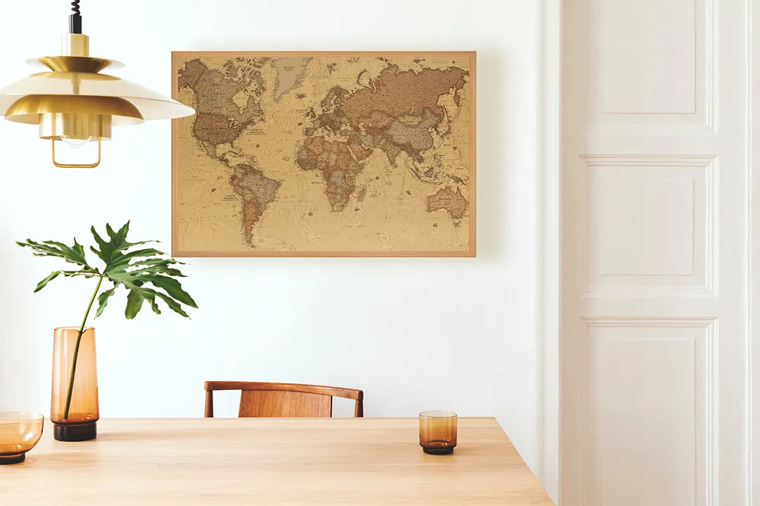Metall Magnetboard mit hochwertigem Klassische Weltkarte Design