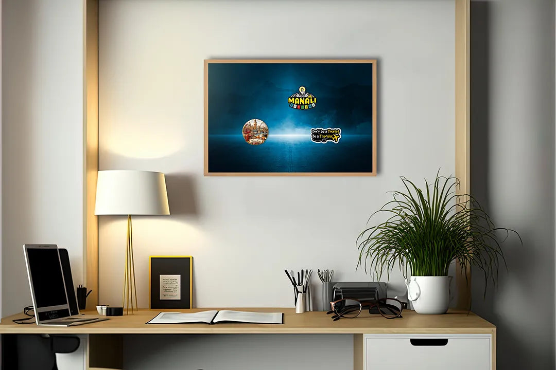 Metall Magnetboard mit hochwertigem Blau Licht in duisternis Design