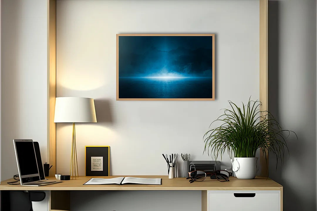 Metall Magnetboard mit hochwertigem Blau Licht in duisternis Design