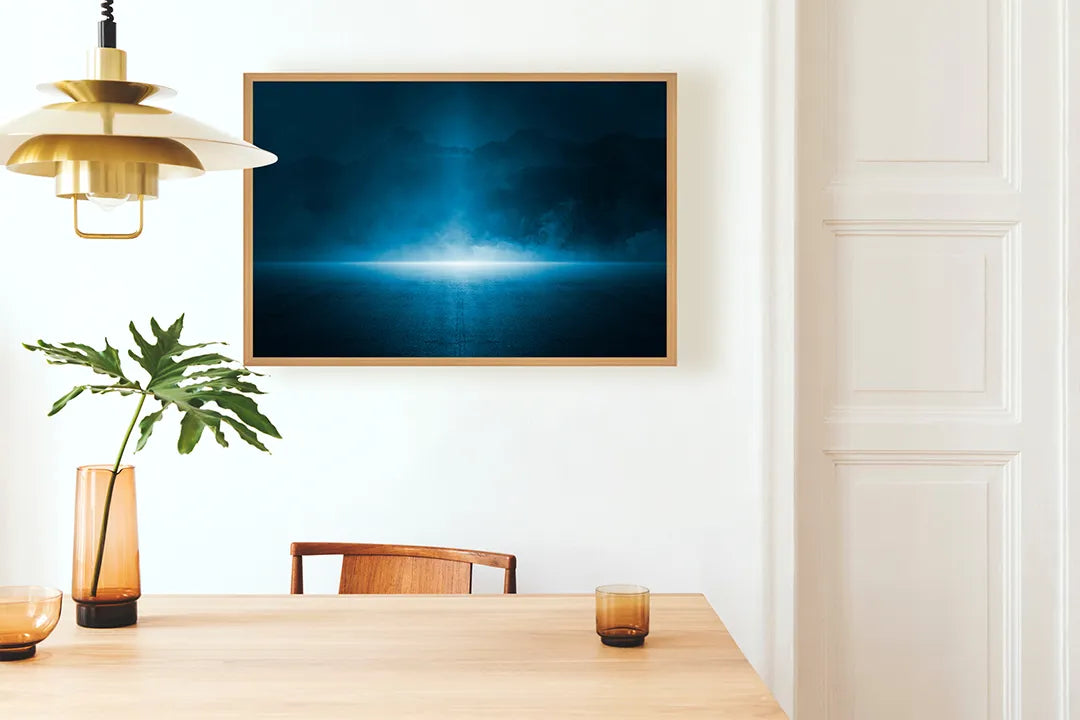 Metall Magnetboard mit hochwertigem Blau Licht in duisternis Design