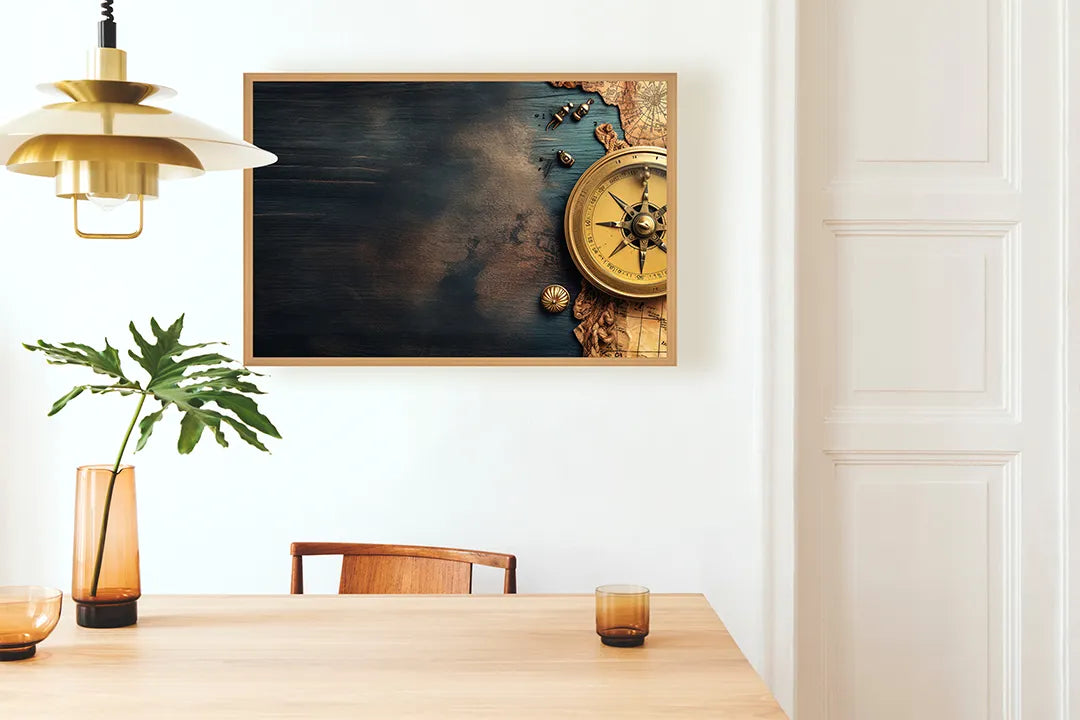 Metall Magnetboard mit hochwertigem Oud Kompass auf Karte Design