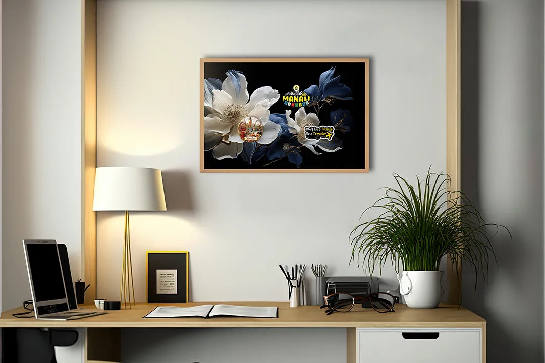 Metall Magnetboard mit hochwertigem Weiße Orchidee auf schwarz Design