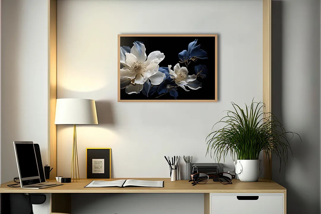 Metall Magnetboard mit hochwertigem Weiße Orchidee auf schwarz Design