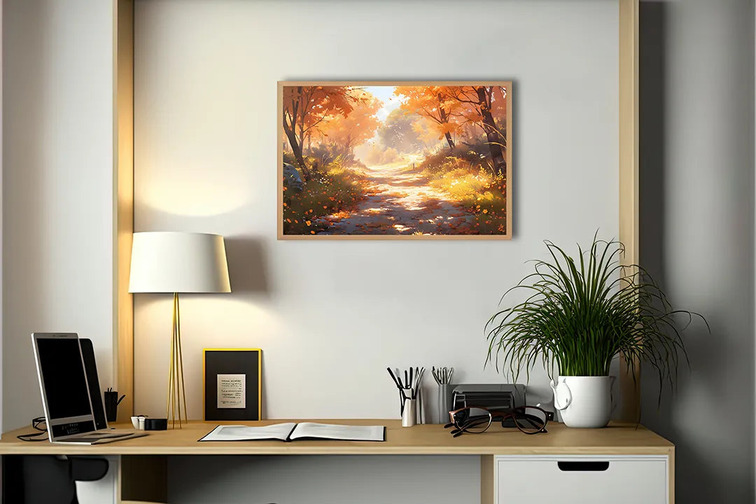 Metall Magnetboard mit hochwertigem Herfstbos pad Sonnenuntergang Design
