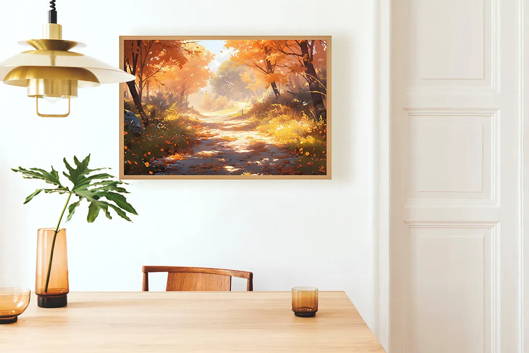 Metall Magnetboard mit hochwertigem Herfstbos pad Sonnenuntergang Design