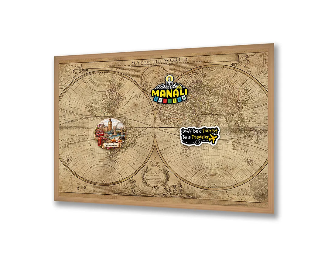Metall Magnetboard mit hochwertigem Wereldbol Vintage stijl Design