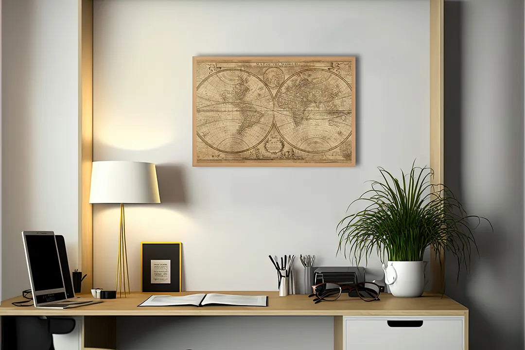Metall Magnetboard mit hochwertigem Wereldbol Vintage stijl Design