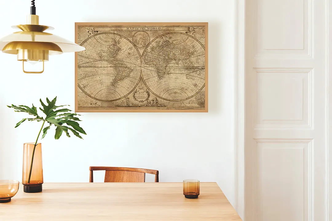 Metall Magnetboard mit hochwertigem Wereldbol Vintage stijl Design