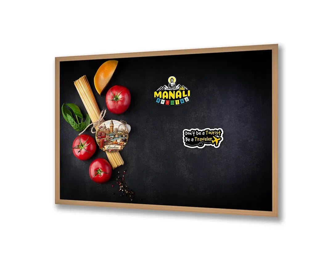 Metall Magnetboard mit hochwertigem Pasta Zutaten dunkel Design