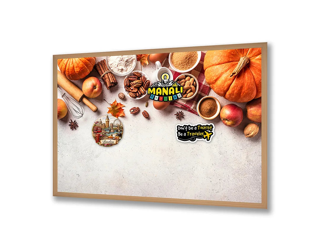 Metall Magnetboard mit hochwertigem Pompoenen und herfstkruiden Design