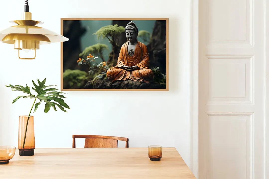 Metall Magnetboard mit hochwertigem Boeddha beeld in Wald Design