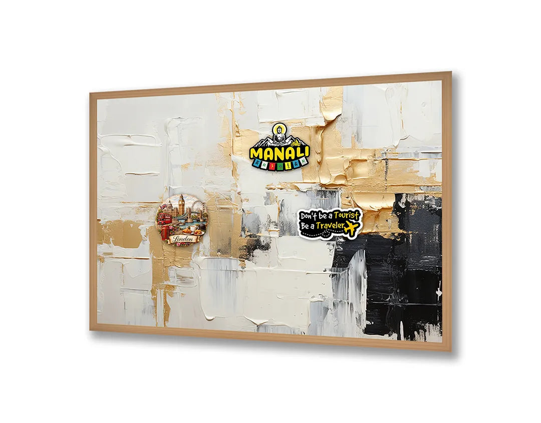 Metall Magnetboard mit hochwertigem Gold und weiß abstrakt schilderij Design