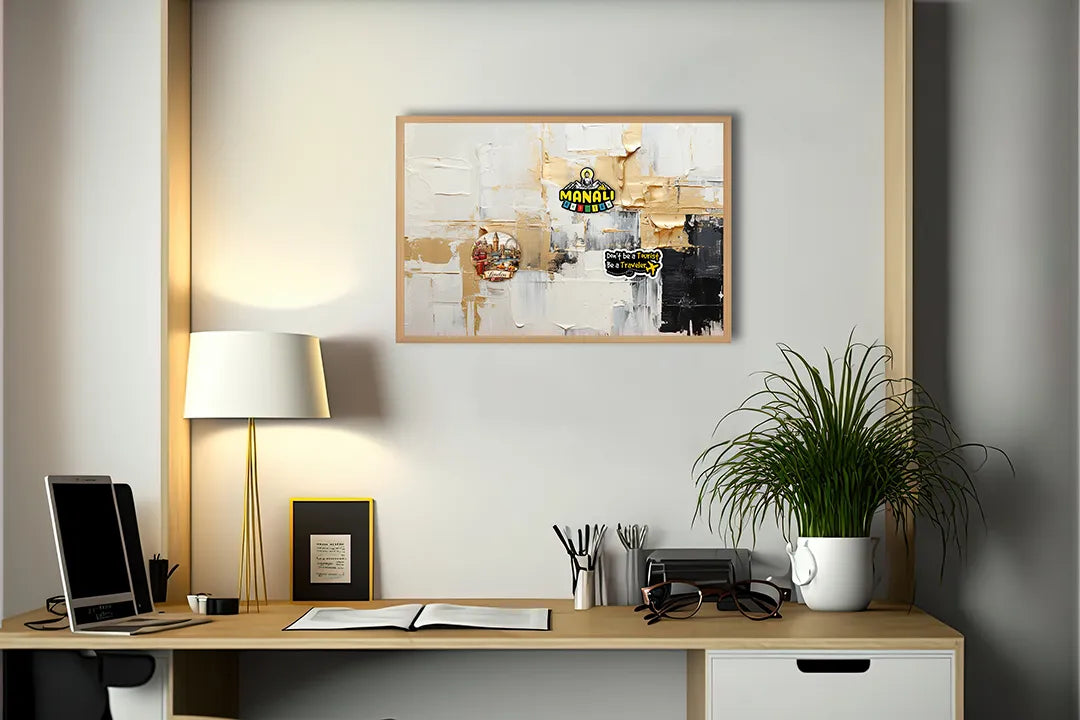 Metall Magnetboard mit hochwertigem Gold und weiß abstrakt schilderij Design