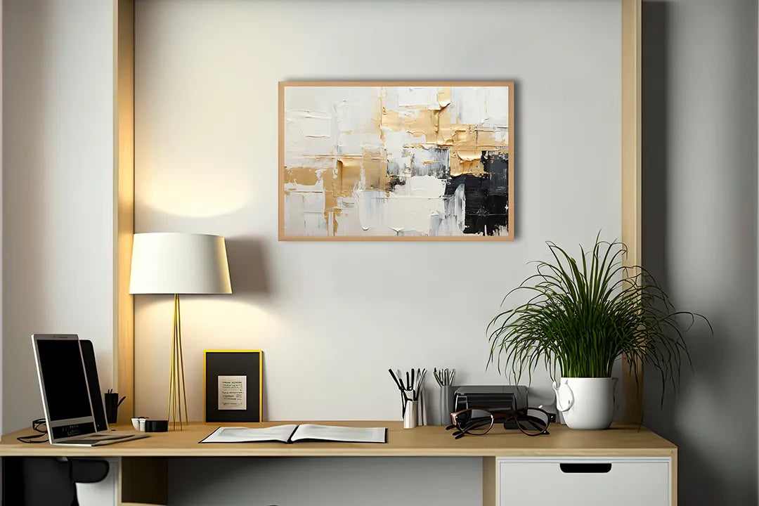Metall Magnetboard mit hochwertigem Gold und weiß abstrakt schilderij Design