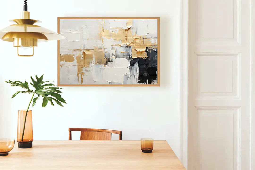 Metall Magnetboard mit hochwertigem Gold und weiß abstrakt schilderij Design
