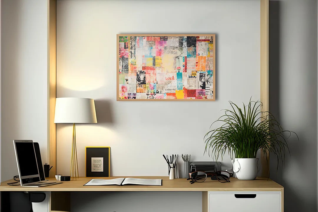 Metall Magnetboard mit hochwertigem Bunte collage abstrakt Design
