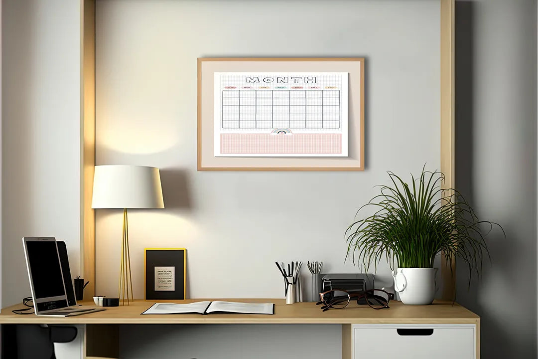 Metall Magnetboard mit hochwertigem Rosa Monatsplaner Design