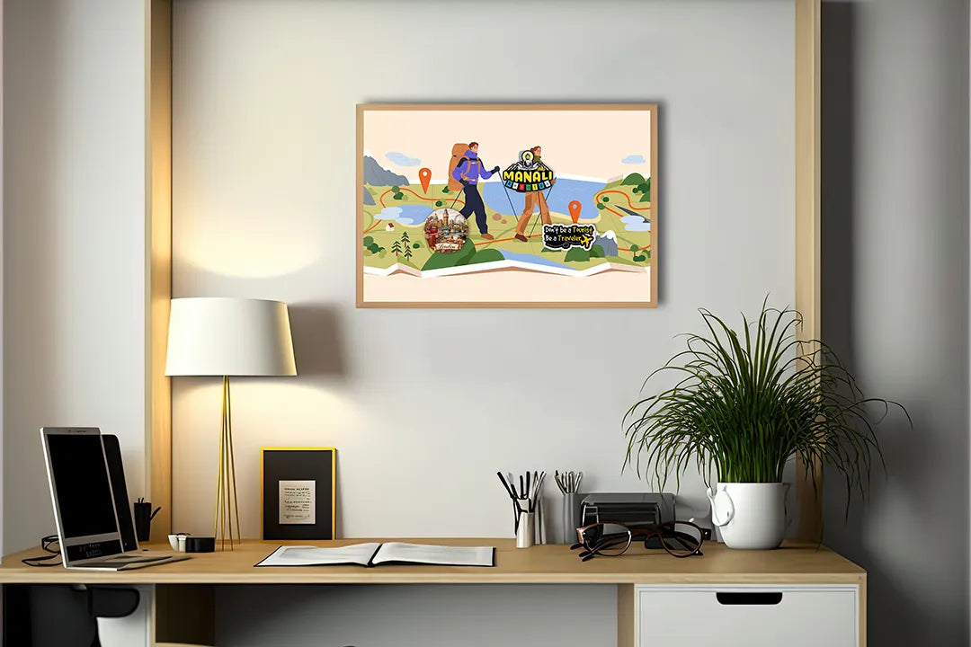 Metall Magnetboard mit hochwertigem Wandelaars in Berge Illustration Design