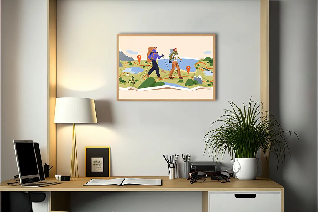 Metall Magnetboard mit hochwertigem Wandelaars in Berge Illustration Design