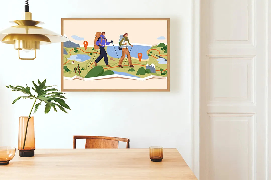 Metall Magnetboard mit hochwertigem Wandelaars in Berge Illustration Design