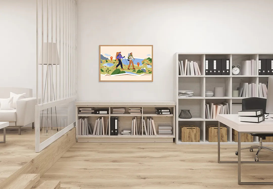 Metall Magnetboard mit hochwertigem Wandelaars in Berge Illustration Design