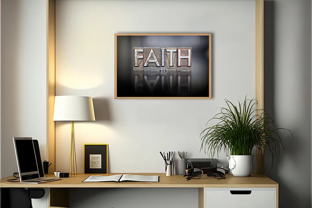 Metall Magnetboard mit hochwertigem Glaube Text Mit Reflectie Design