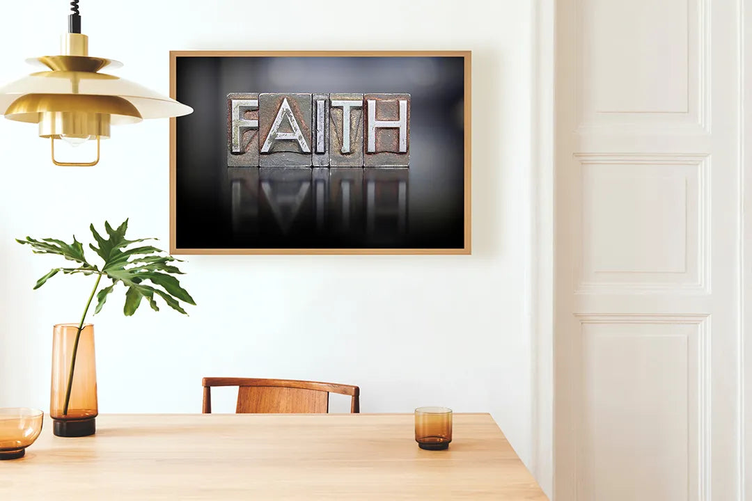 Metall Magnetboard mit hochwertigem Glaube Text Mit Reflectie Design