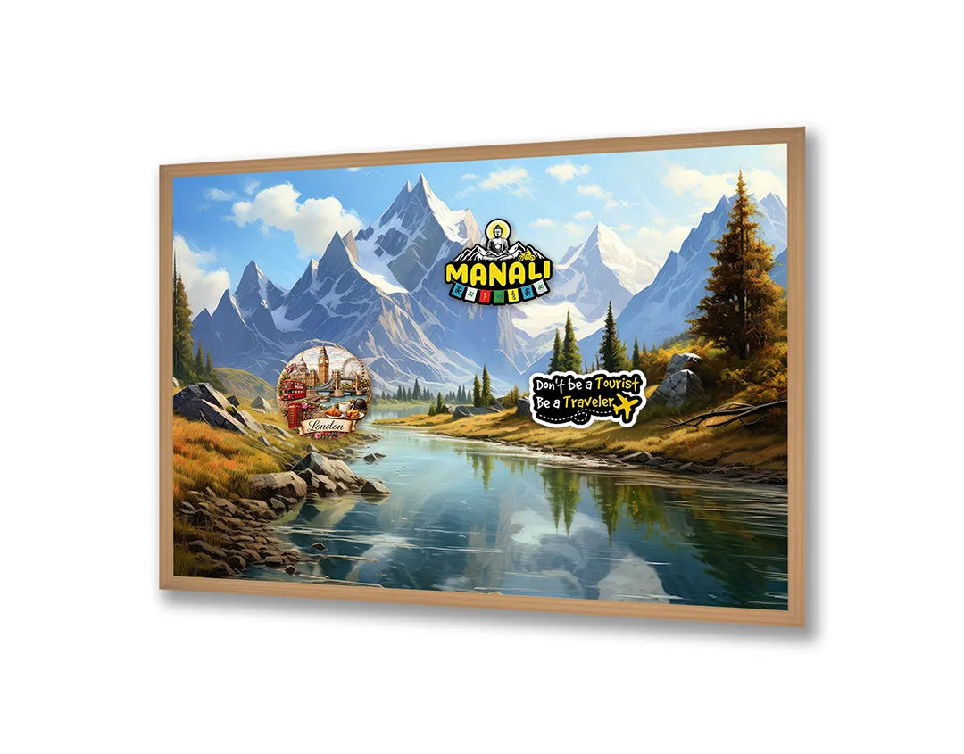 Metall Magnetboard mit hochwertigem Besneeuwde Berge und rivier Design
